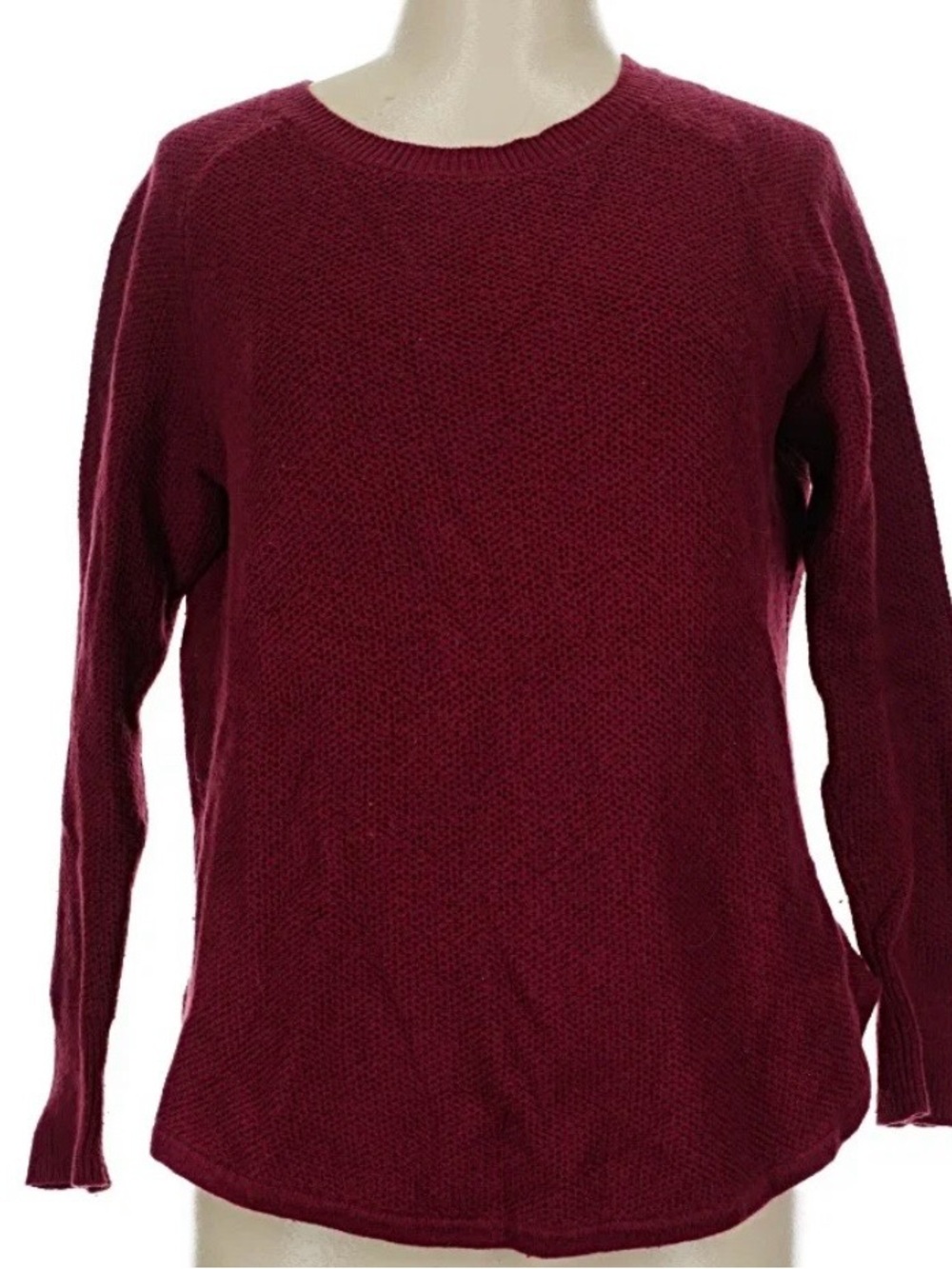 Madewell Crewneck Sweater Button Back-Deep Wine